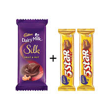 1 Cadbury Silk (60 gm), 2 Five Star (22 gm each) Combo