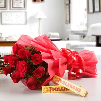 Red Roses With Toblerone Chocolates
