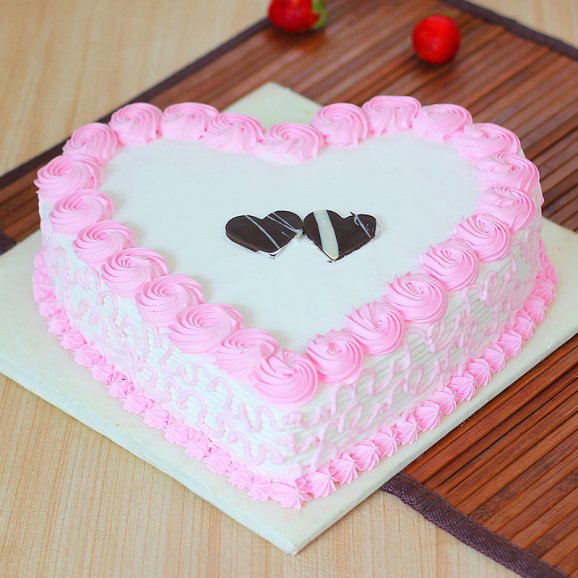 Heart Shaped Strawberry Cake Valentine's Special