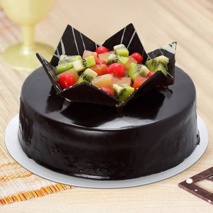 Valentine's Fruit Chocolate Cake
