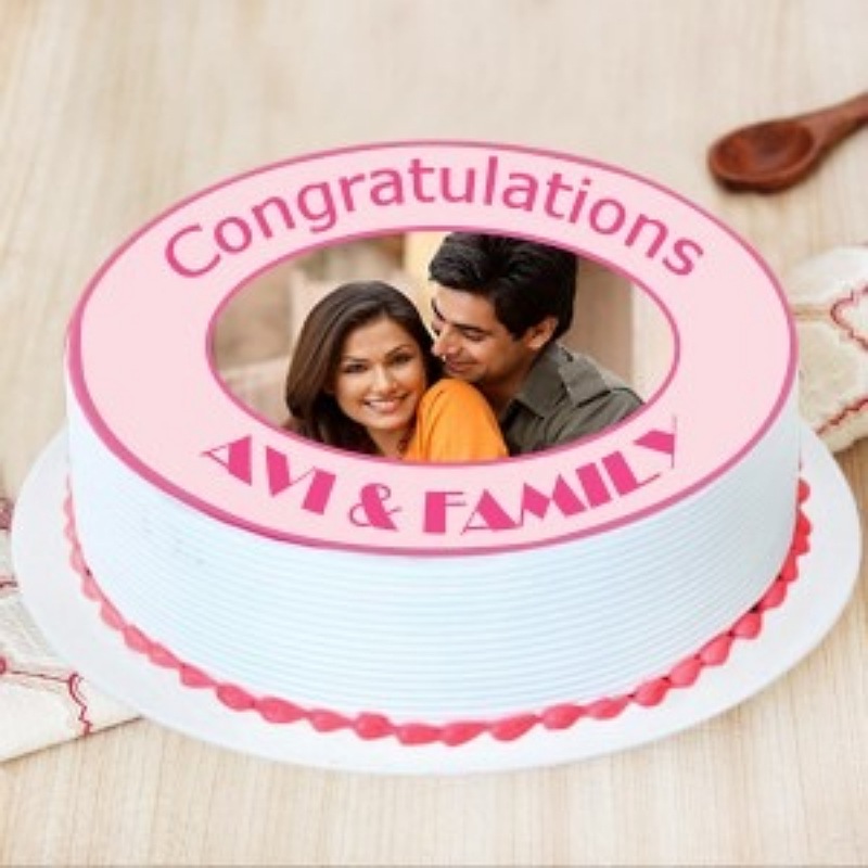 Congratulations Strawberry Photo Cake