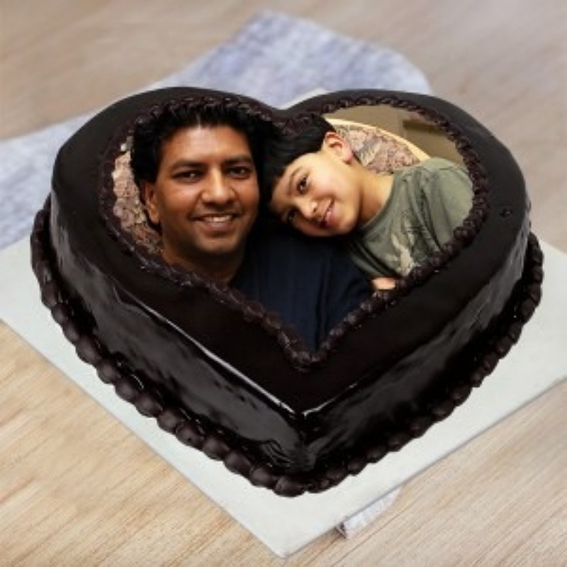 Heart Shaped Chocolate Photo Cake
