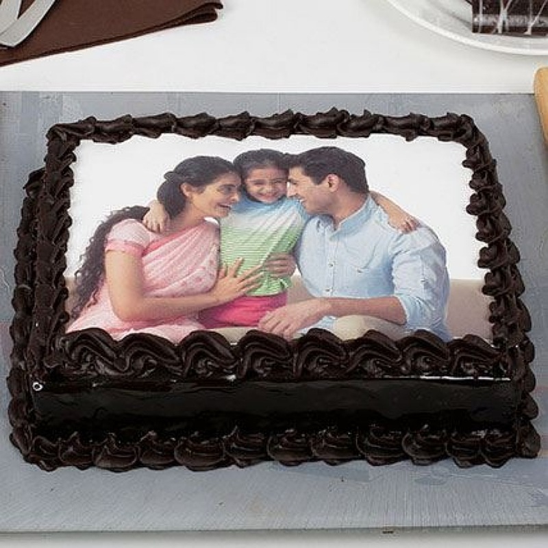 Happy Family Chocolate Photo Cake