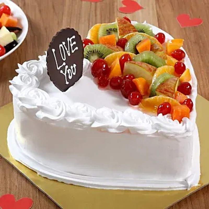 Heart-Shaped Vanilla Fruit Cake