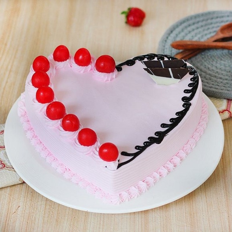Strawberry Heart Shape Cake