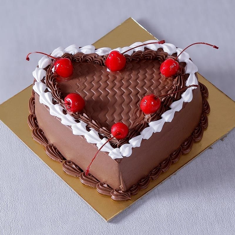 Chocolate Cherry Heart Shape Cake