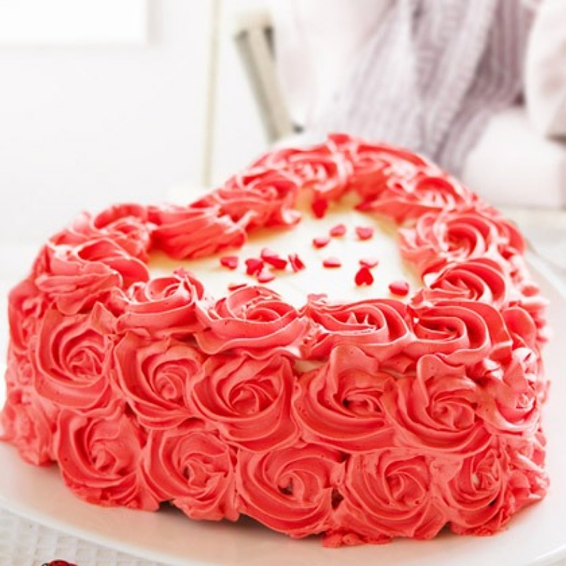 Rosy Strawberry Heart Cake