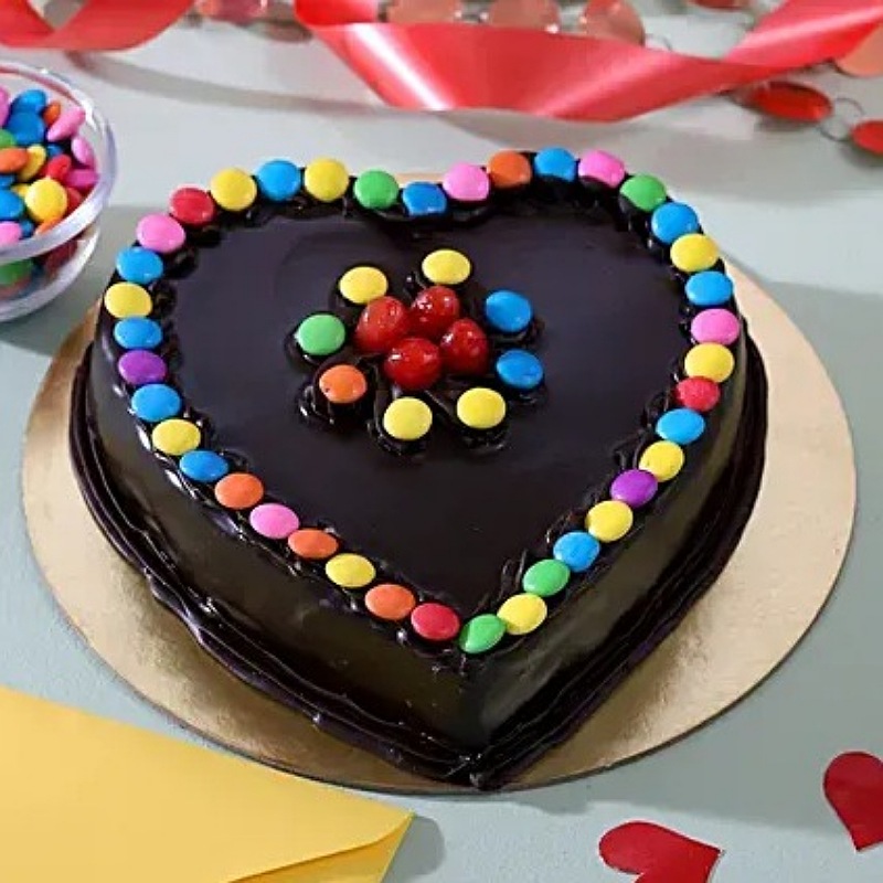 Heart Shaped Truffle Gems Cake