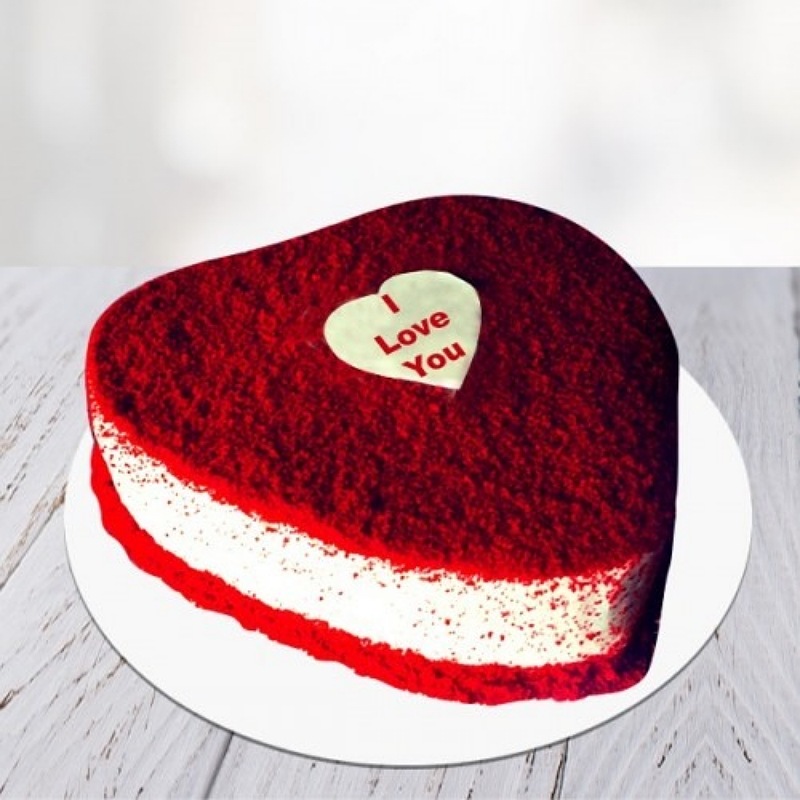 Love You Red Velvet Heart Cake