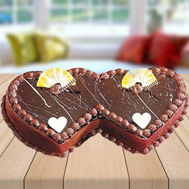 Double Heart Chocolate Cake