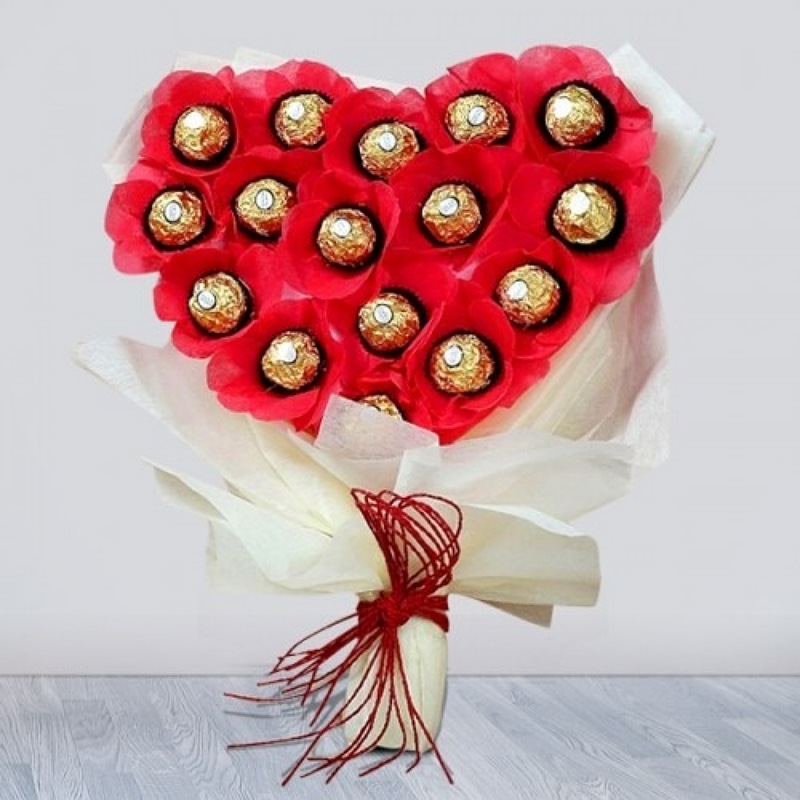 Ferrero Heart Shaped Bouquet