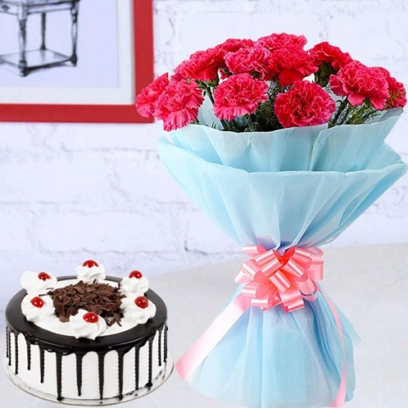 Black Forest Treat  And Carnations