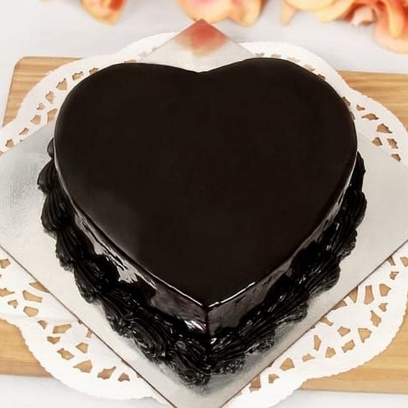 Cute Heart-Shaped Truffle Cake