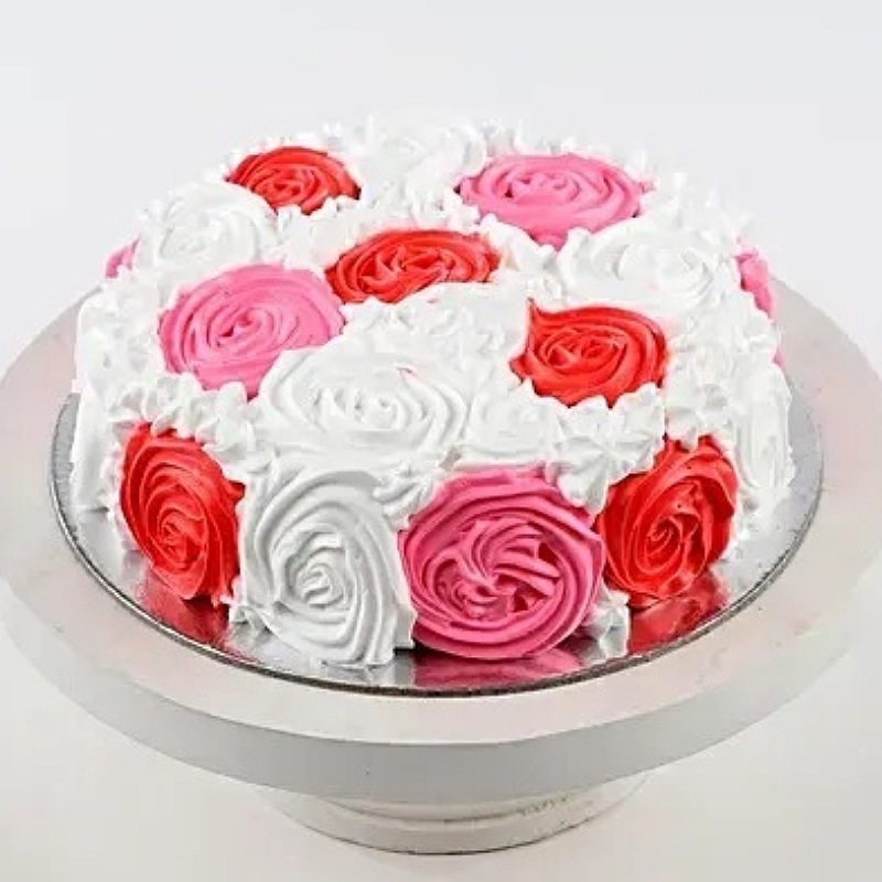 Tempting Colourful Rose Cake