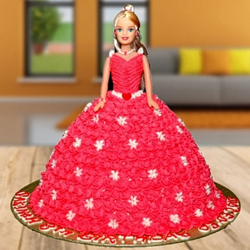 Red Dress Barbie Doll Cake