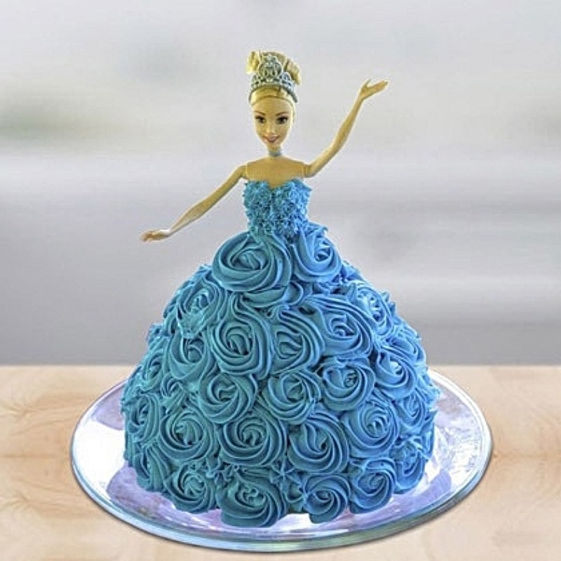Blue Roses Barbie Cake