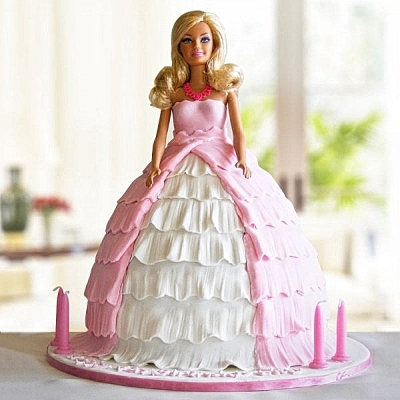 White N Pink Barbie Cake