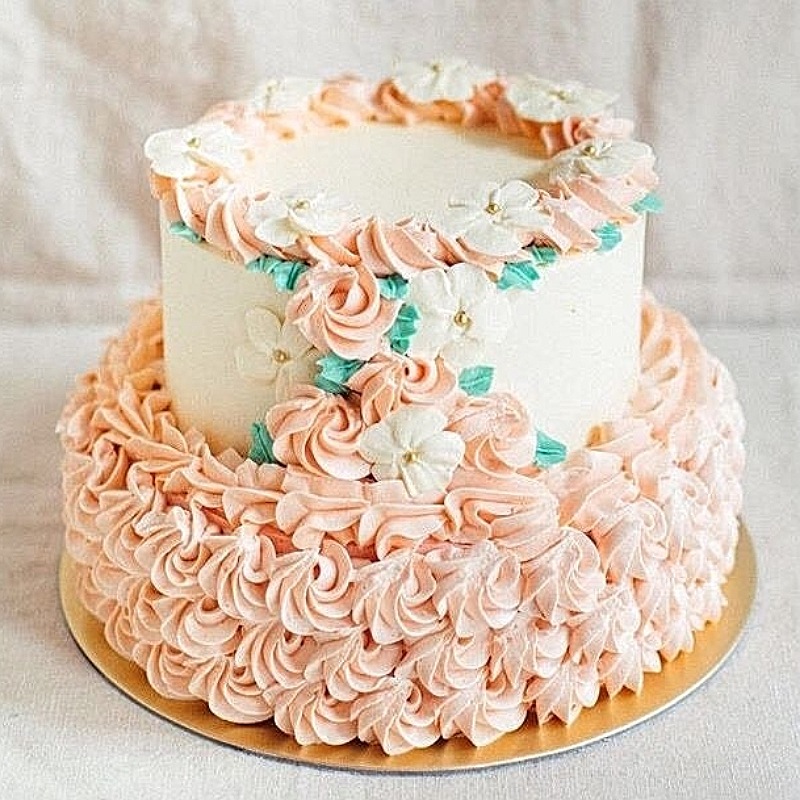 2 Tier Vanilla Rose Cake