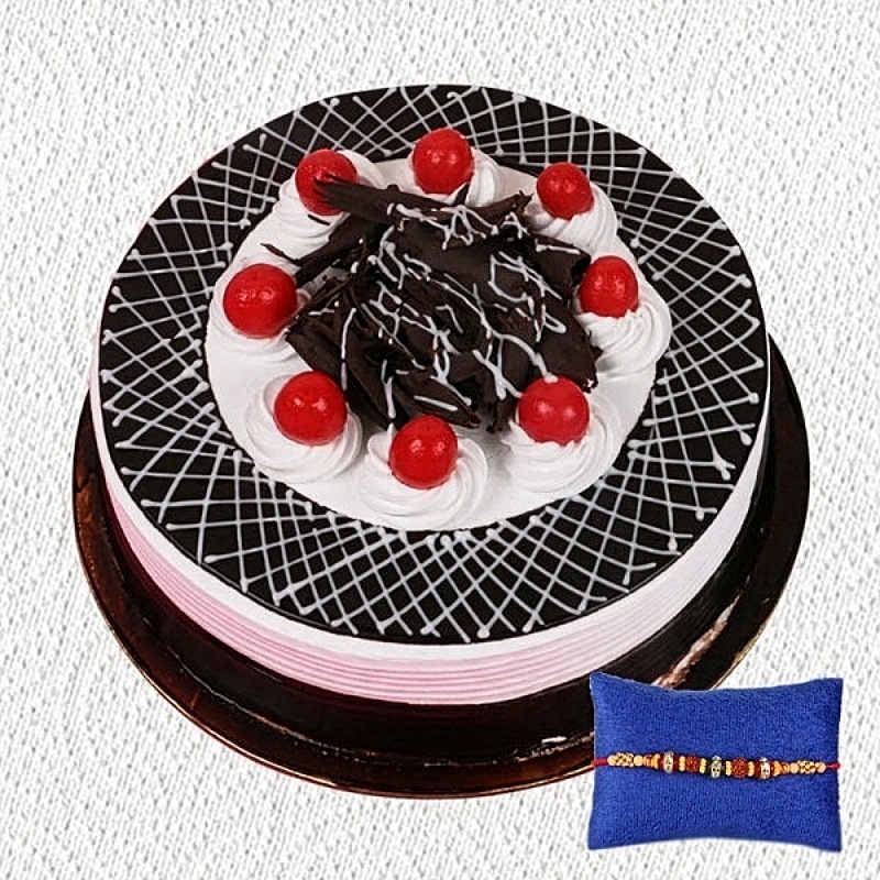 Luscious Black Forest Cake With Rakhi