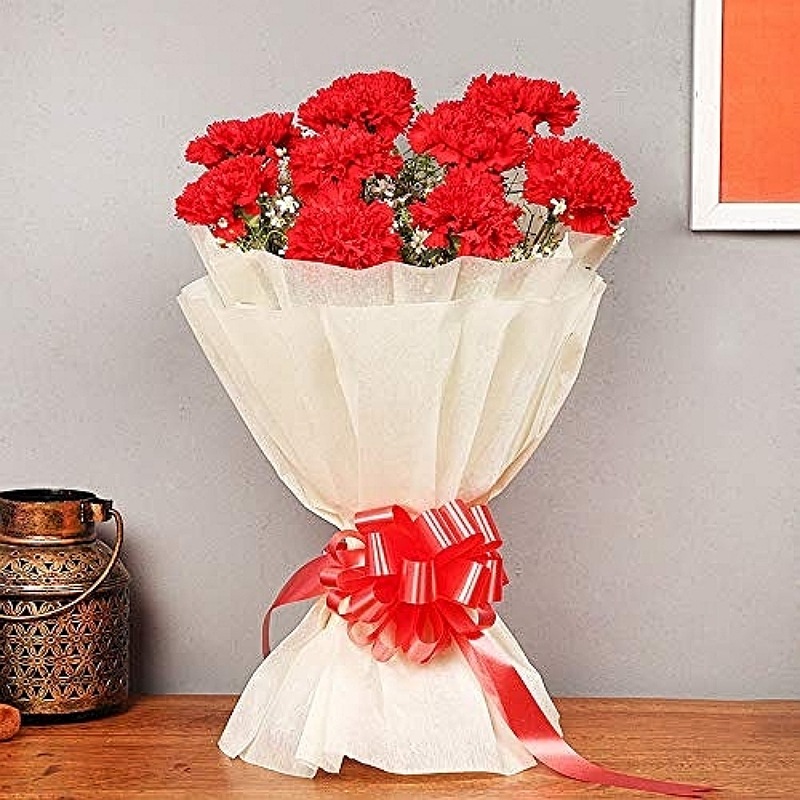 Delightful Red Carnations Bouquet