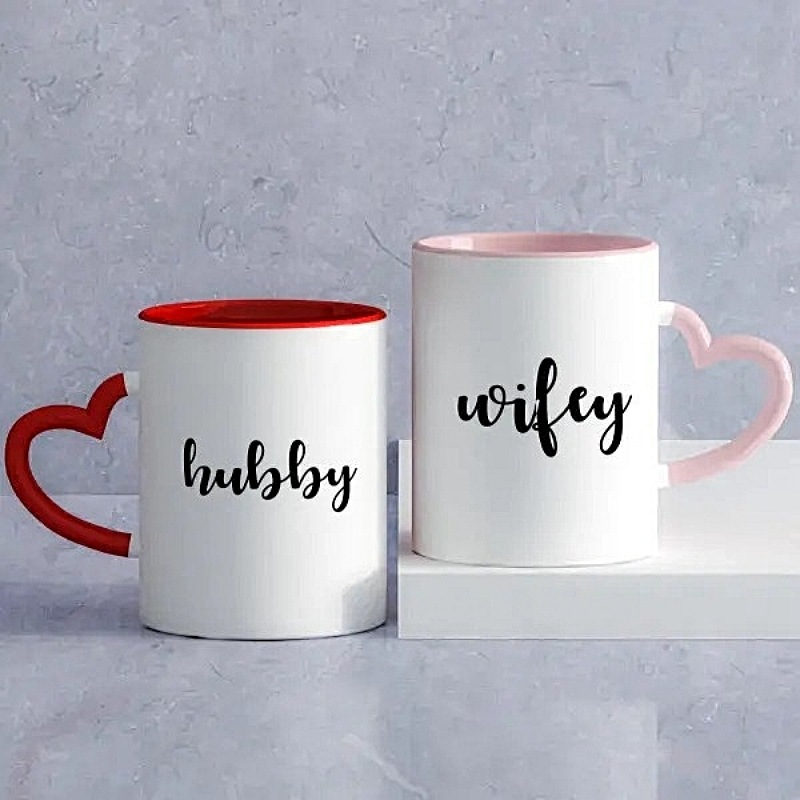 Romantic Hubby & Wifey Mugs