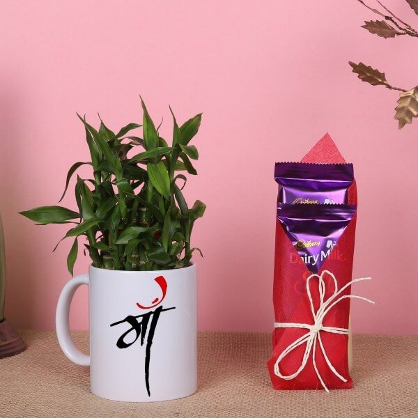 Attractive 2 Layer Bamboo Plant With SIlk