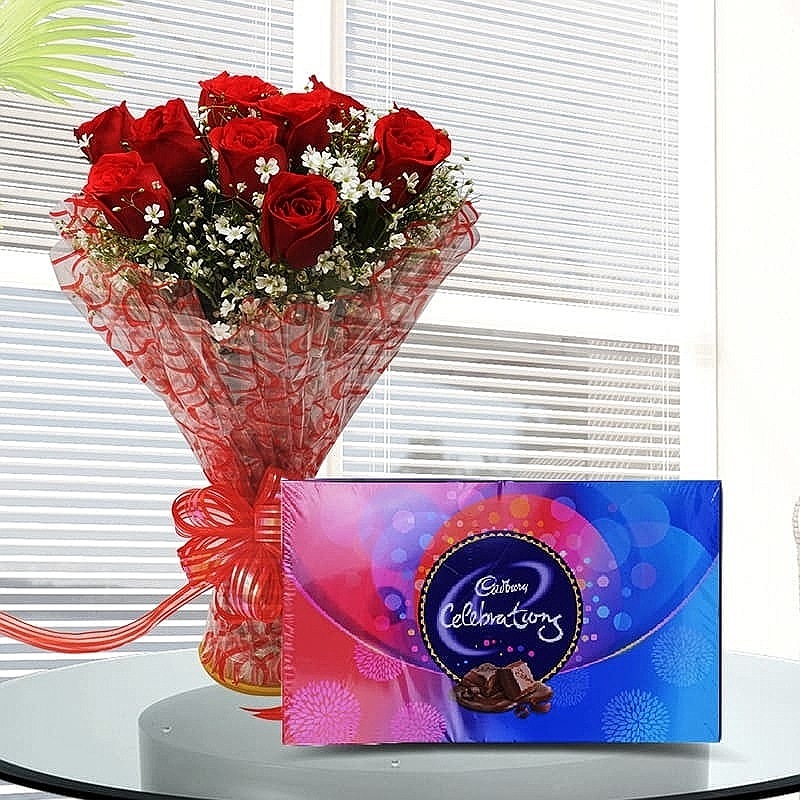 Red Roses Bunch N Chocolates