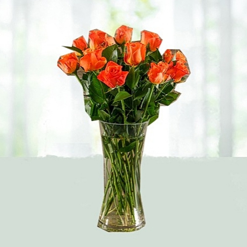 Orange Roses In Vase