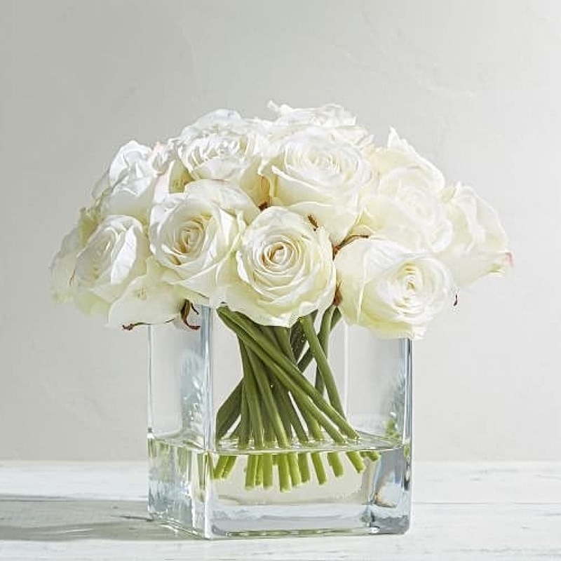 Real Touch White Roses