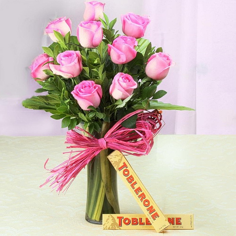 Gorgeous Pink Vase N Toblerone