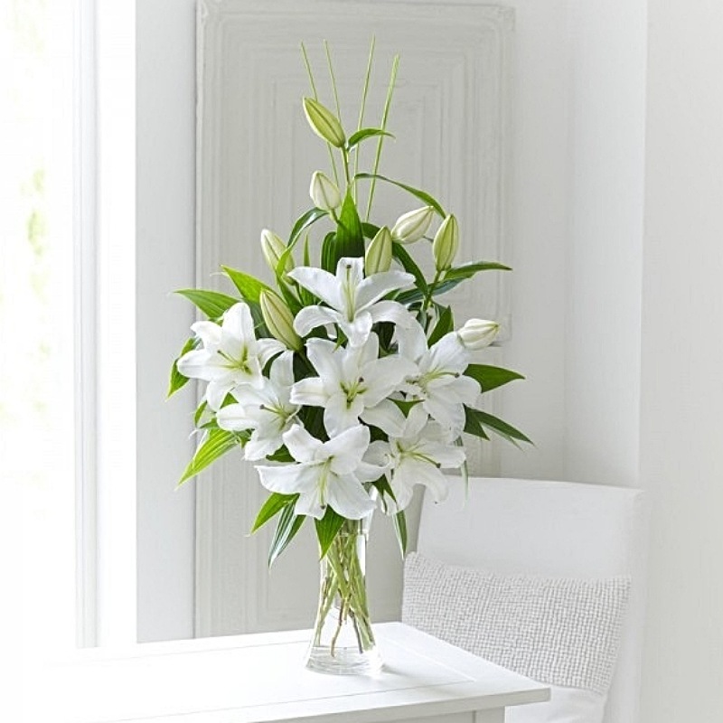 Oriental White Lilies In Vase