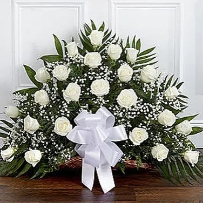 Elegant White Roses Basket