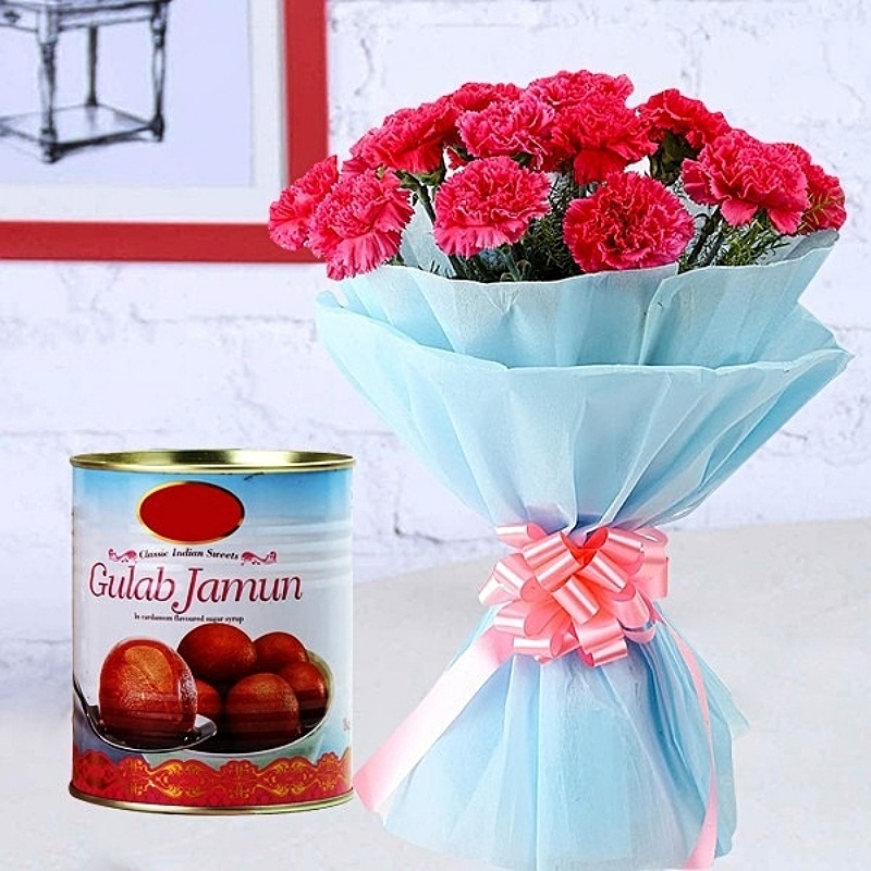 Alluring Carnations With Gulab Jamun