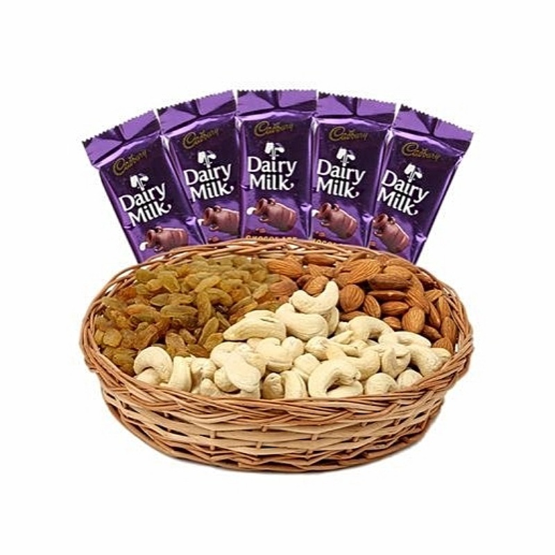 Mixed Dry Fruits And Dairy Milk Chocolates