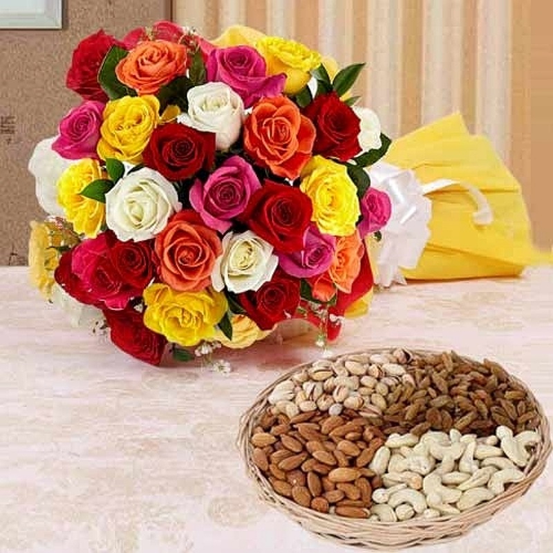 Mixed Roses With Dry Fruits
