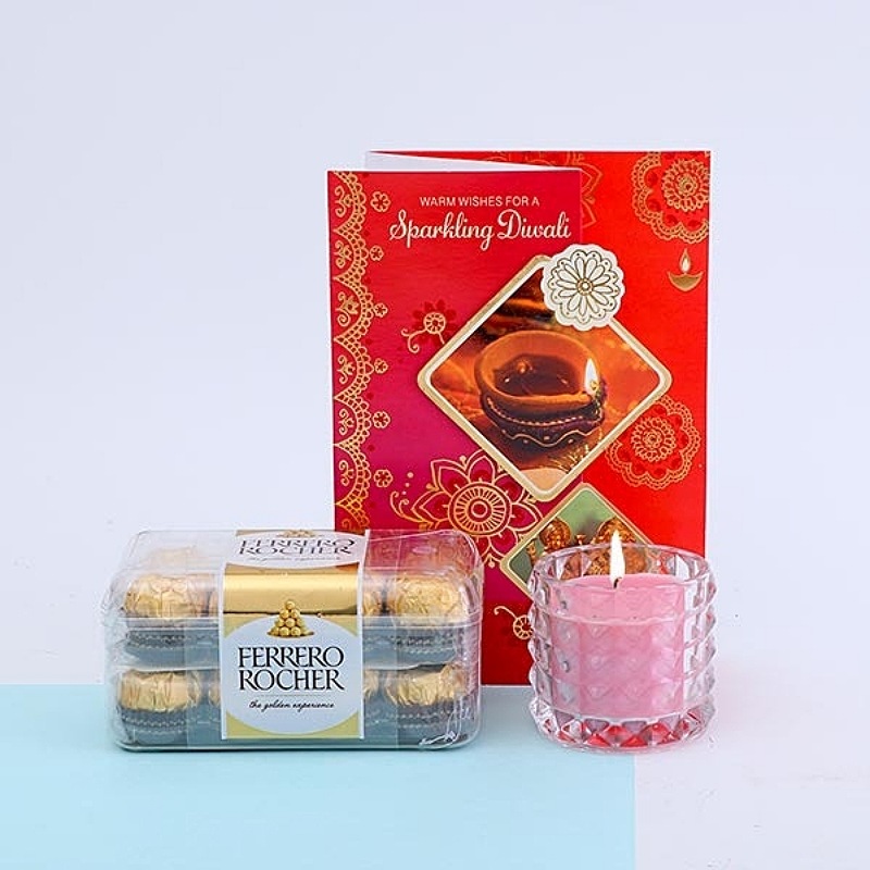 Ferrero Rocher WIth Greeting Card & Candle
