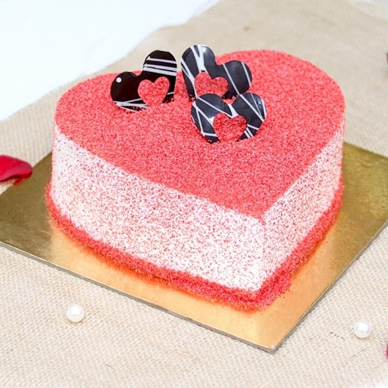 Bhai Dooj Red Velvet Heart Cake