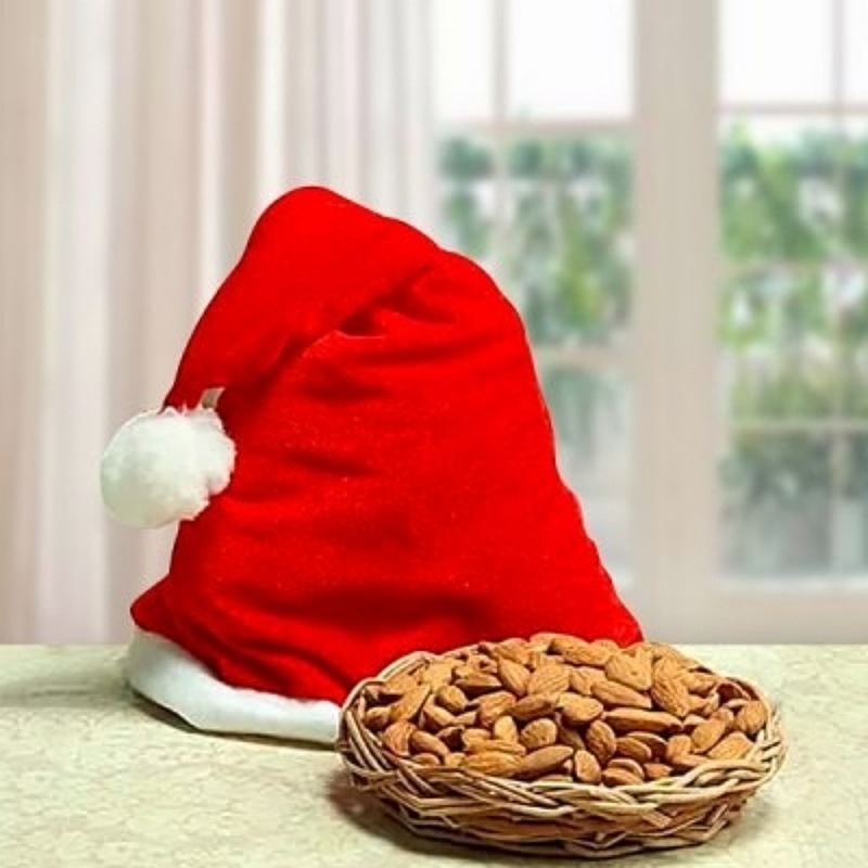 Christmas Cap With Almonds Basket