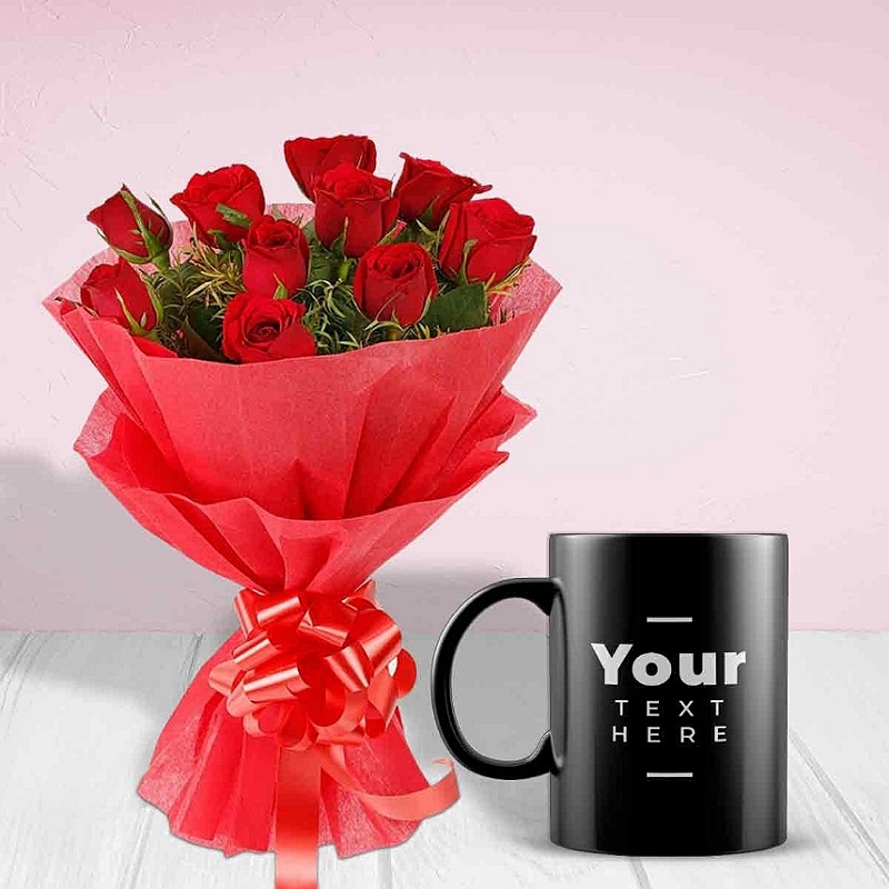 Red Roses With Personalized Mug