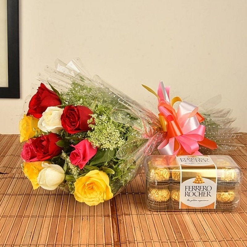 Mixed Roses With Rocher New Year Gifts