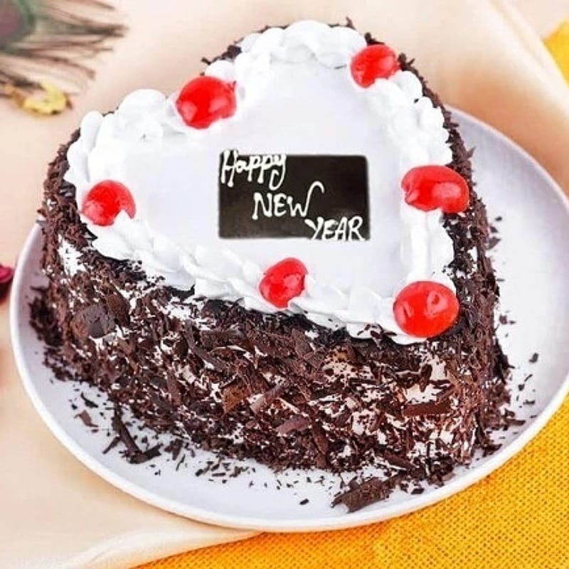 Black Forest New Year Heart Cake