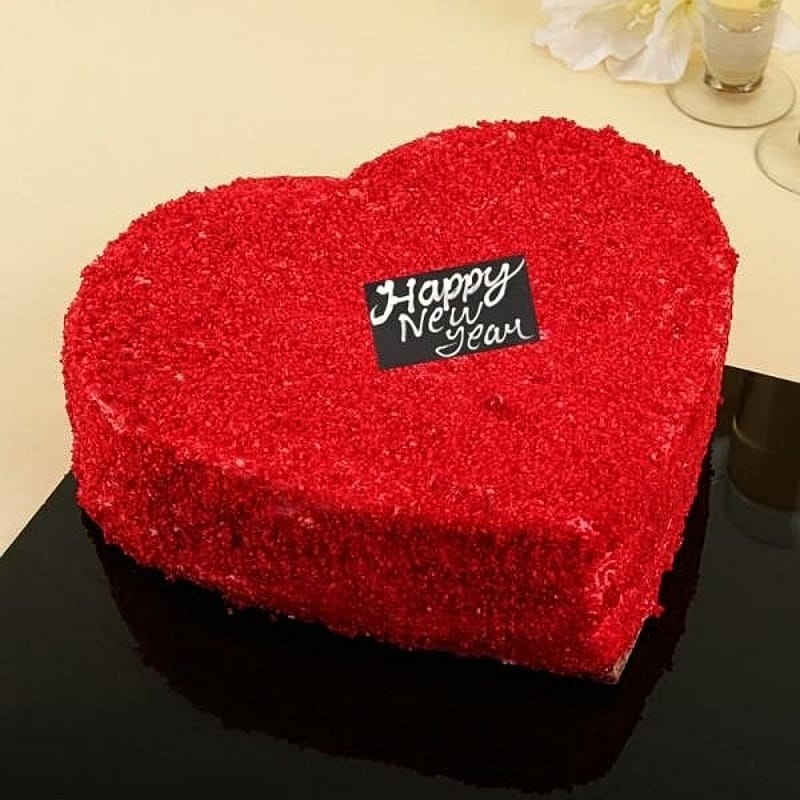 Romantic Red Velvet New Year Cake