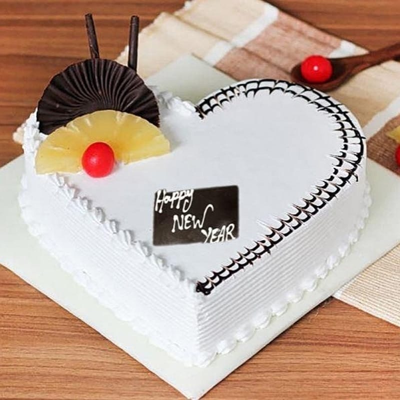 Pineapple Heart Shaped New Year Cake