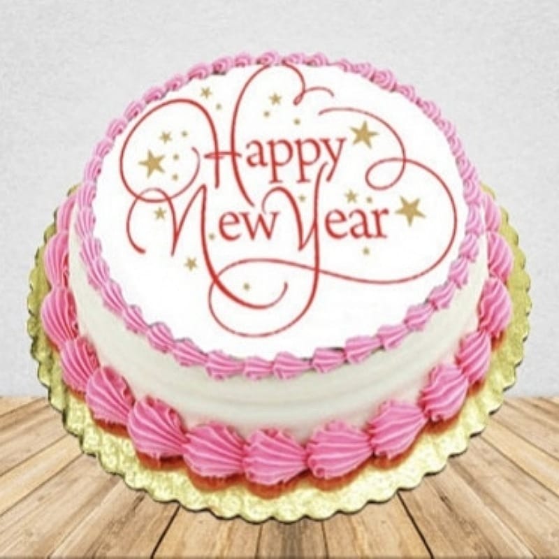 New Year Pineapple Photo Cream Cake| Order New Year Pineapple Photo Cream  Cake online | Tfcakes