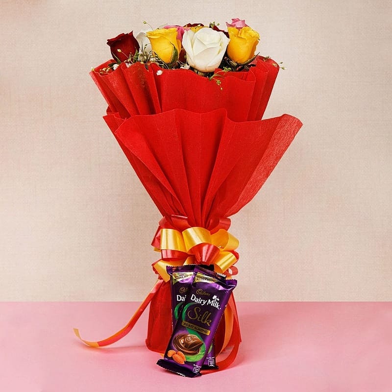 Assorted Roses With Silk Chocolates