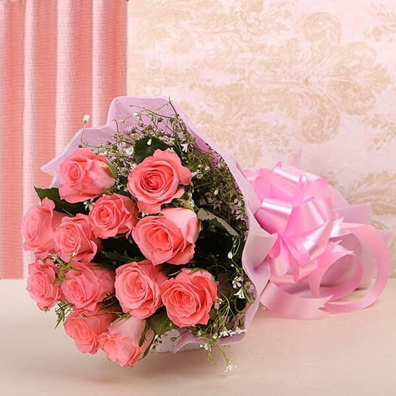Elegance Pink Roses Bouquet Valentine's Gift