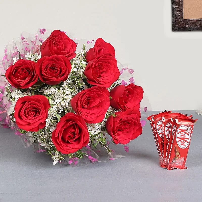 Lovely Red Roses With Chocolates Combo
