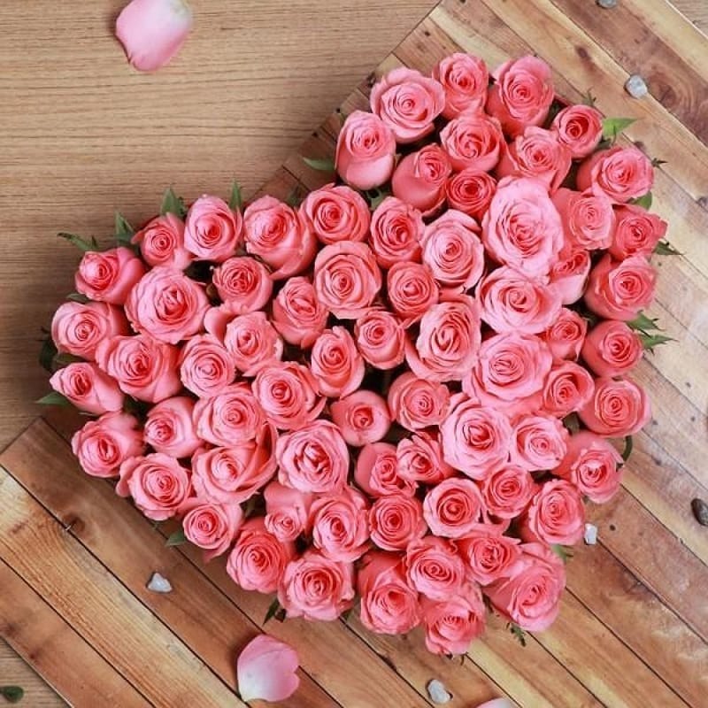 Blossom Pink Roses Heart Shape