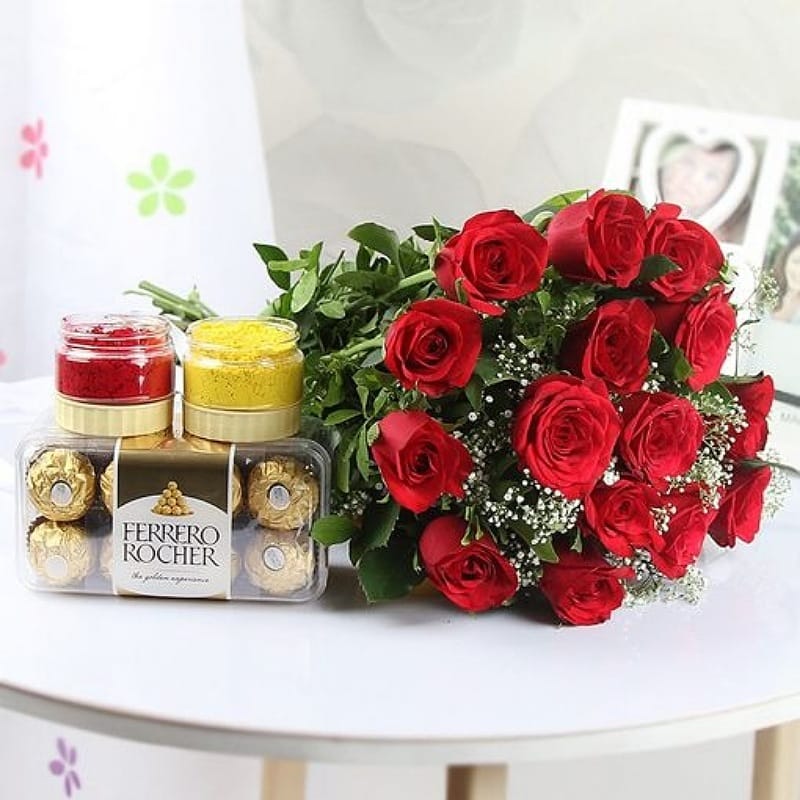 Ferrero Rocher With Roses & Gulal