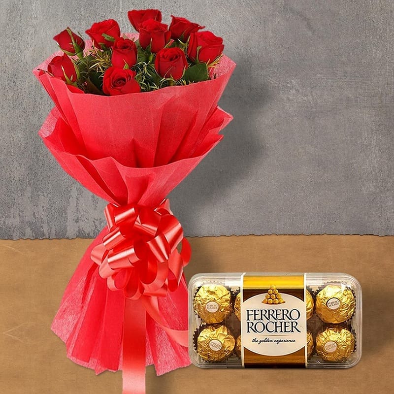 Romantic Red Rose With Ferrero Rocher